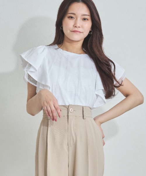 tシャツ ZOZO限定 2025春夏新作 チュールフリルカットソー レディース MISCH MASCH tシャツ ZOZO限定 2025春夏新作 チュールフリル