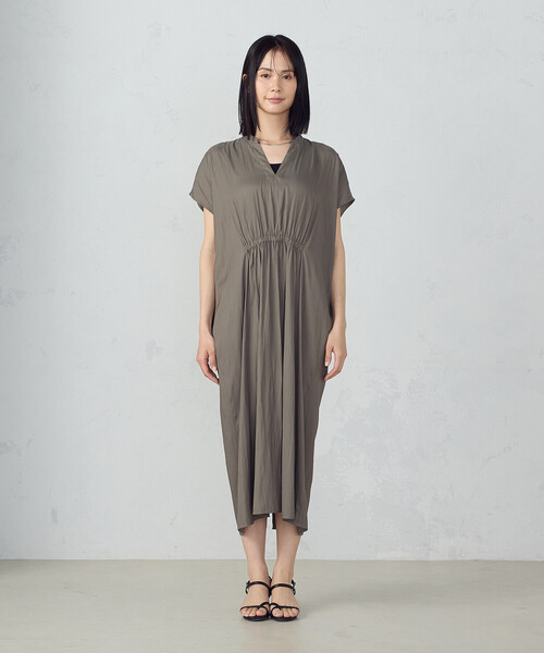 みず様ワンピースm セール】レースギャザーディテールワンピース【結婚式