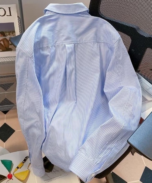 FreeZone シャツ ストライプチェック編みデザインシャツ メンズ