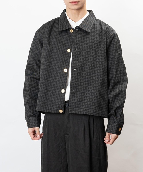 グレンチェック ゴールドボタン ショートジャケット FQ22T019【Fano 