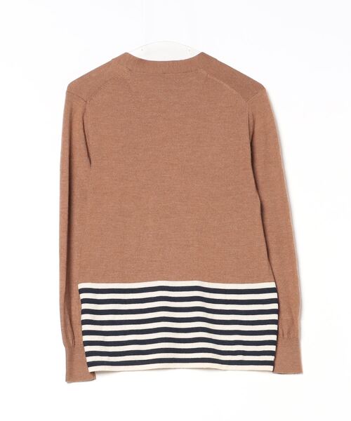 「MISTERGENTLEMAN」 ボーダー柄ニットカーディガン M ブラウン メンズ_画像2