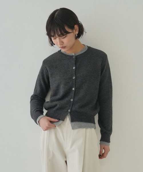 カーディガン レイヤード ニット カーディガン レディース