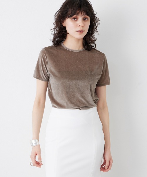 tシャツ 「THE PAUSE」ベロアコンパクトTシャツ レディース THE PAUSE tシャツ 「THE PAUSE」ベロアコンパクトTシャツ