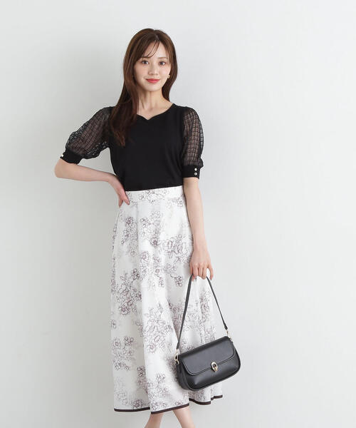 PROPORTION BODY DRESSING スカート モノトーンシアーフラワー