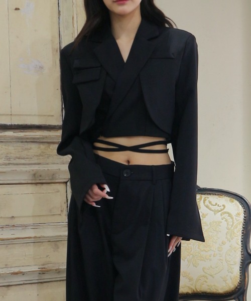 CeLess ジャケット テーラードジャケット Ribbon Lace Tailored Short