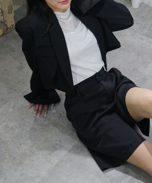 CeLess ジャケット テーラードジャケット Ribbon Lace Tailored Short