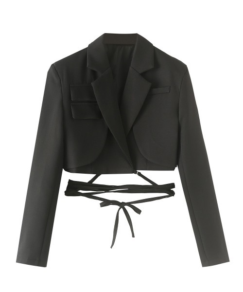 COYSEIO RIBBON ブレザー ショートジャケット　リボンジャケット COYSEIO] RIBBON JACKET BLACK 正規品 韓国ブランド 韓国通販 韓国代行