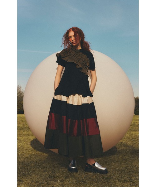 OMMO スカート MULTI BORDER VOLUME SK : ZOZOTOWN Yahoo!店