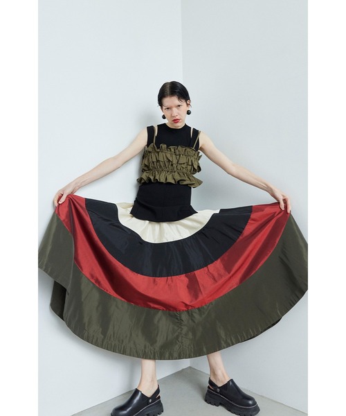 OMMO スカート MULTI BORDER VOLUME SK : ZOZOTOWN Yahoo!店