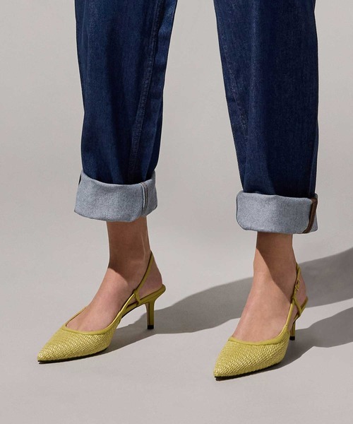 CHARLES ＆ KEITH パンプス ラフィア スリングバックパンプス