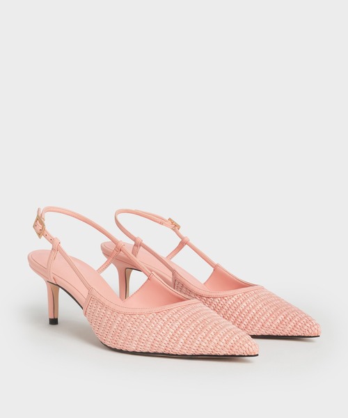 【Gianvito Rossi】 Leithラフィアスリングバックパンプス CHARLES ＆ KEITH パンプス ラフィア スリングバックパンプス