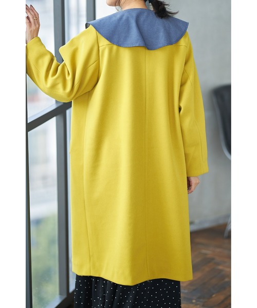 「&. NOSTALGIA」 ノーカラーコート FREE モカ レディース_画像3