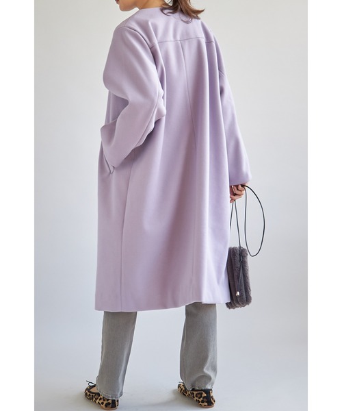 「&. NOSTALGIA」 ノーカラーコート FREE モカ レディース_画像4