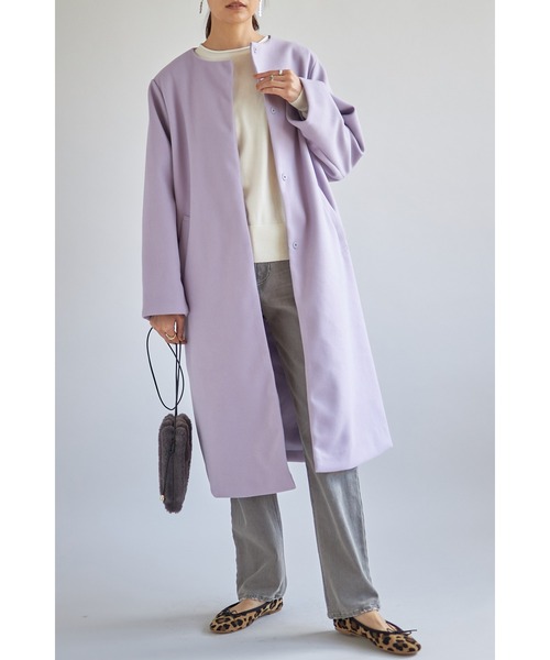 「&. NOSTALGIA」 ノーカラーコート FREE モカ レディース_画像5