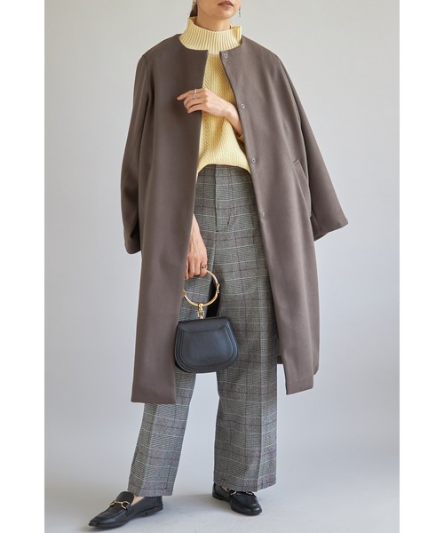 「&. NOSTALGIA」 ノーカラーコート FREE モカ レディース_画像6