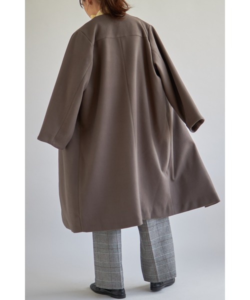 「&. NOSTALGIA」 ノーカラーコート FREE モカ レディース_画像7