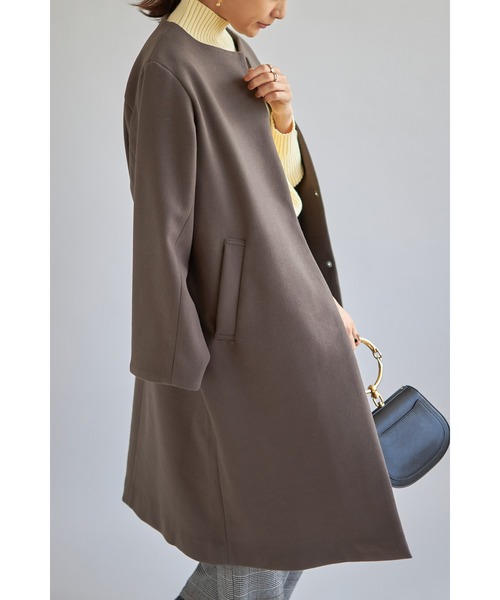 「&. NOSTALGIA」 ノーカラーコート FREE モカ レディース_画像8