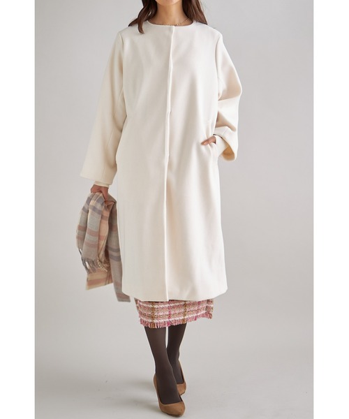 「&. NOSTALGIA」 ノーカラーコート FREE モカ レディース_画像9