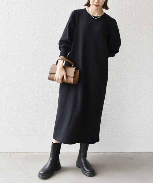 「SHIPS any」 長袖ワンピース ONE SIZE ネイビー レディース