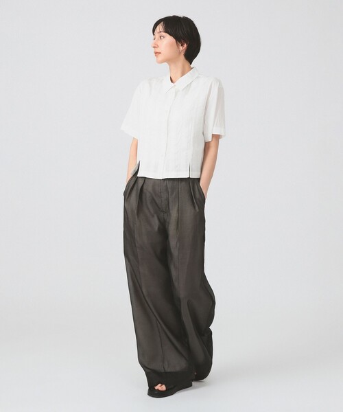 「Ray BEAMS」 半袖ブラウス 1 ブラック レディース BEAMS WOMEN｜【洗濯可/半袖/ゆったりサイズ/オフィス/きれいめ