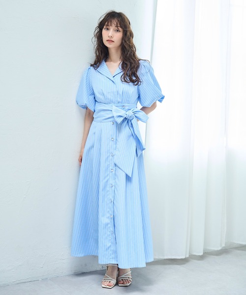 31 Sons de mode ワンピース 2wayパフスリーブシャツワンピース