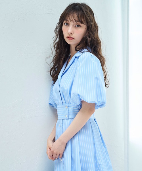 31 Sons de mode ワンピース 2wayパフスリーブシャツワンピース