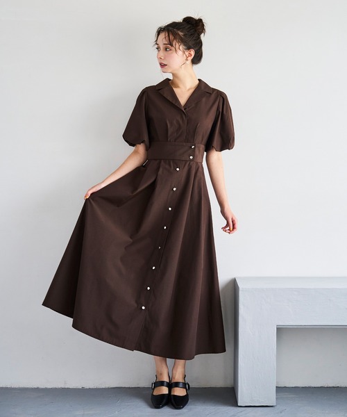31 Sons de mode ワンピース パフスリーブシャツワンピース