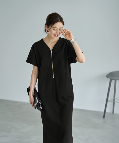 belper スリーピース　トップス　ワンピース STYLE DELI ワンピース フロントジップカットソーワンピースB