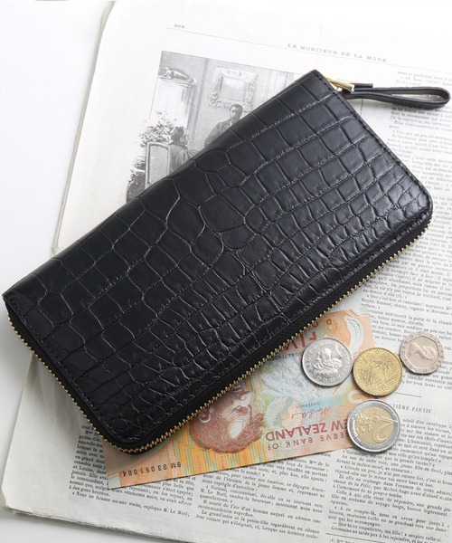 長財布 財布 クロコダイルレザー 長財布 マット加工 一枚革 レディース メンズの画像