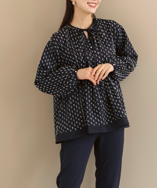 Sono（ソーノ） ブラウス シャツ 「SONO/ソーノ」プチリボンジャガード