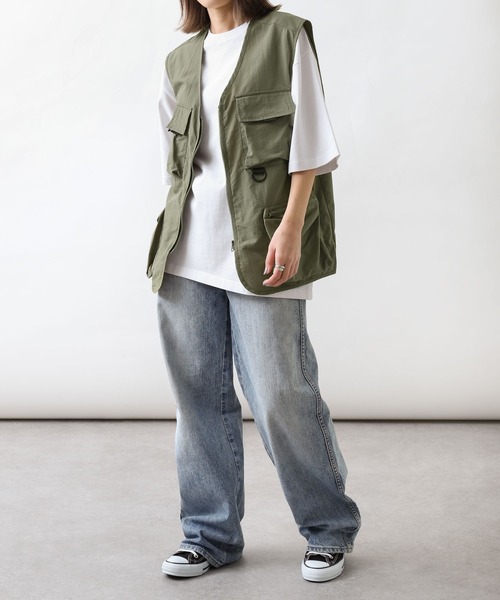 「ZIP FIVE」 ナイロンベスト MEDIUM ブラック メンズ_画像3