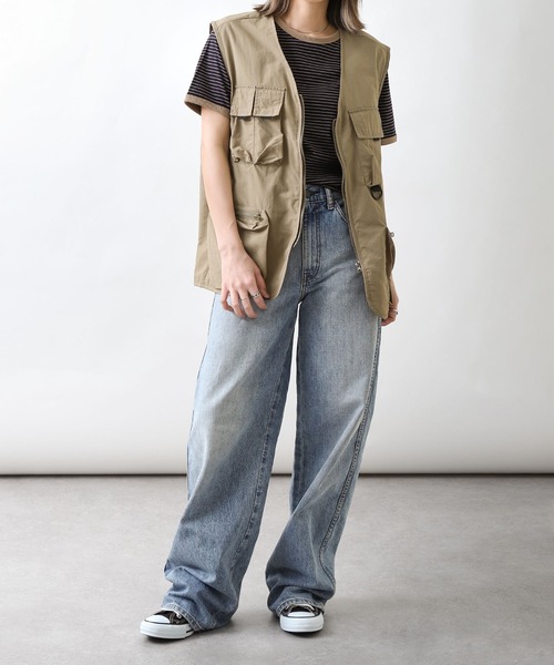 「ZIP FIVE」 ナイロンベスト MEDIUM ブラック メンズ_画像4