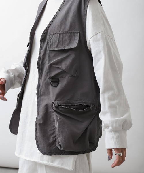 「ZIP FIVE」 ナイロンベスト MEDIUM ブラック メンズ_画像9