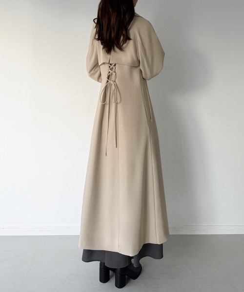 DRESS CAMP ・ドレスキャンプ トレンチコート　M mipiarl トレンチコート コート バックレースアップロングトレンチ
