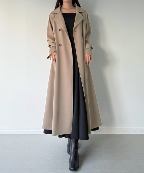 mipiarl トレンチコート コート バックレースアップロングトレンチ