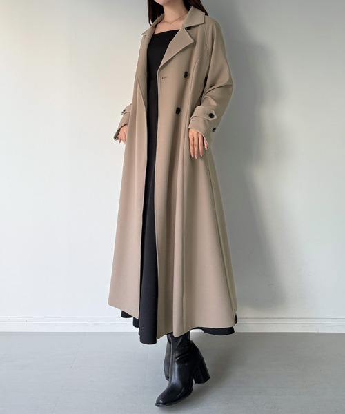 mipiarl トレンチコート コート バックレースアップロングトレンチ