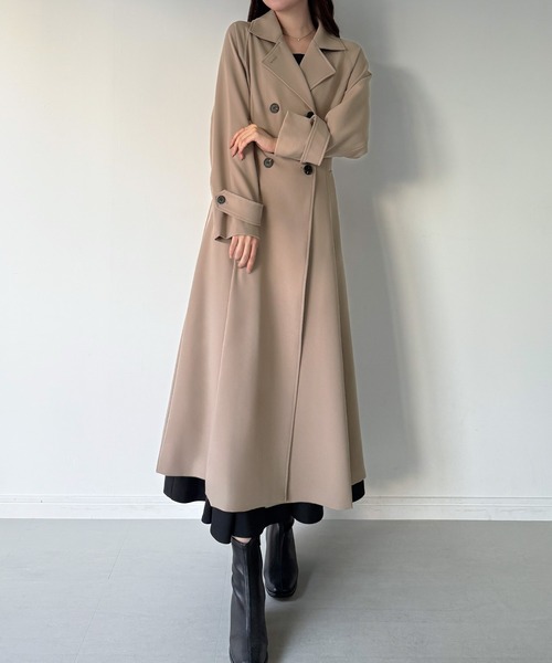 mipiarl トレンチコート コート バックレースアップロングトレンチ