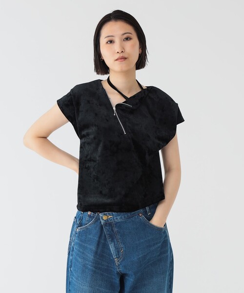 tシャツ maturely / ベロア ジッパー トップ レディース