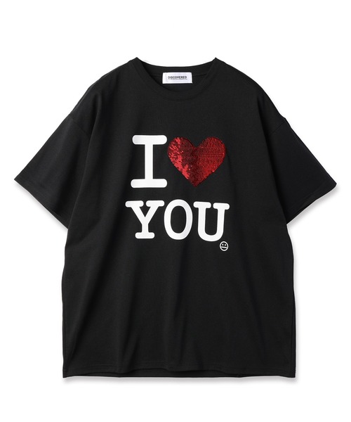DISCOVERED(ディスカバード) tシャツ I LOVE&HATE SEQUINS DAMAGE DISCOVERED(ディスカバード) tシャツ I LOVE&HATE SEQUINS DAMAGE