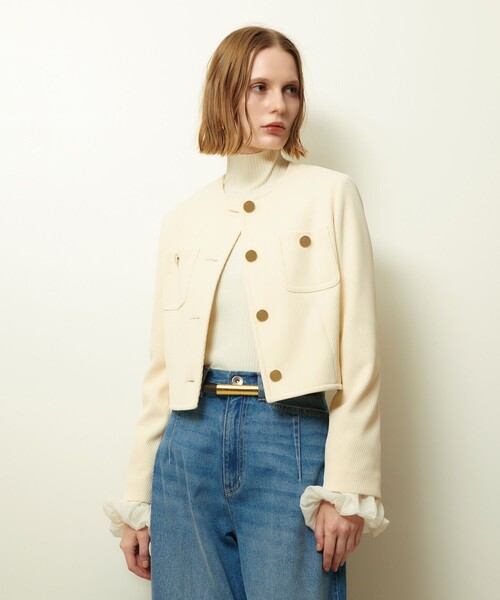 【未使用】アルアバイル　allureville ノーカラージャケット　金ボタン allureville（アルアバイル） ジャケット ノーカラージャケット