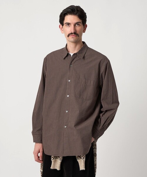 10/15までセール中【新品未使用品：plage】Oxfordシャツ/ブラウン STEVEN ALAN（スティーブンアラン） シャツ ポプリン グラフチェック