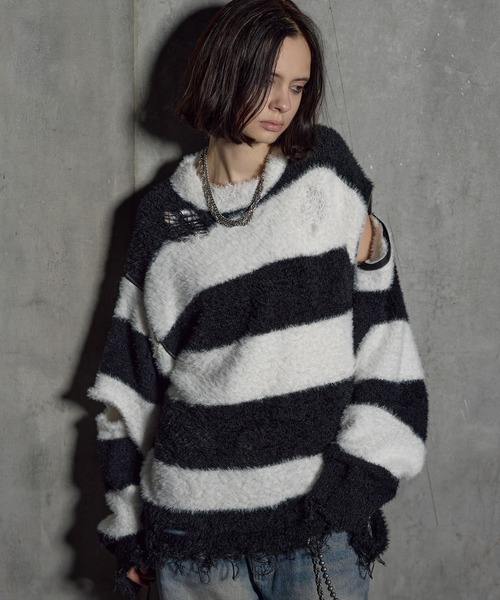 ERAR セーター ニット 「ERAR」ジップアームハイダメージハイギミック