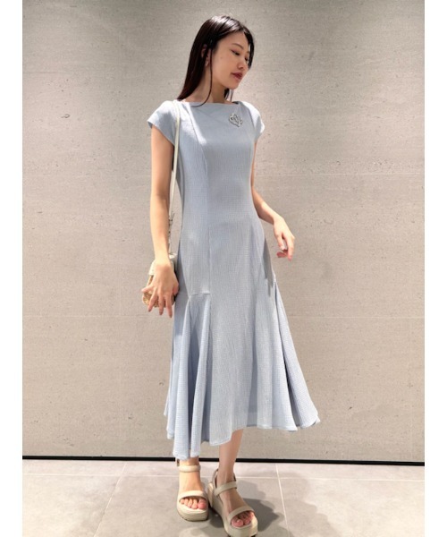 「CELFORD」 半袖ワンピース 36 ネイビー レディース_画像3