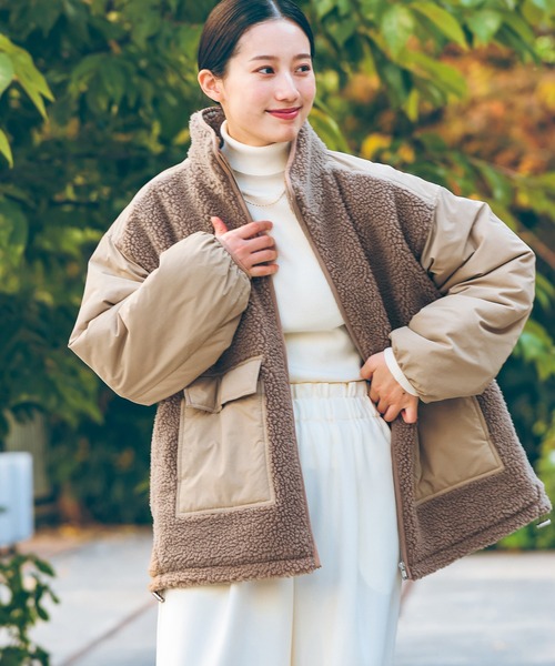 LAKOLE（ラコレ） ブルゾン アウター 異素材スタンドボアブルゾン