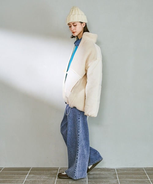 LAKOLE（ラコレ） ブルゾン アウター 異素材スタンドボアブルゾン