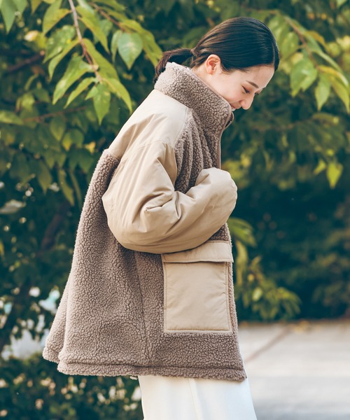 LAKOLE（ラコレ） ブルゾン アウター 異素材スタンドボアブルゾン