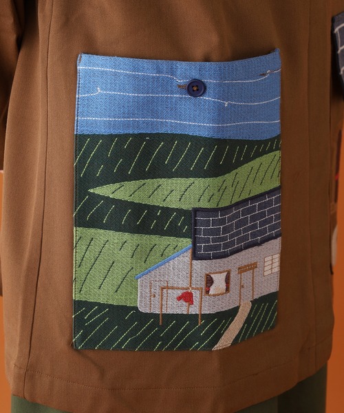 コート アウター EMAGO お家刺繍ミドルコート レディースの画像