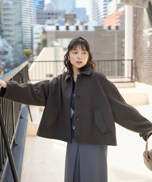 ビアズリー　袖切り替えブルゾン　アウター　羽織り　ブラック　フリーサイズ ビアズリー 袖切り替えブルゾン アウター 羽織り ブラック