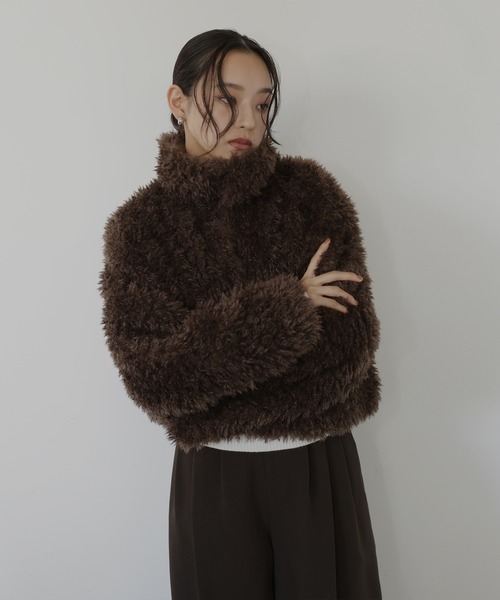 hellam（ヘラム） コート アウター スタンドカラーフェイクファー