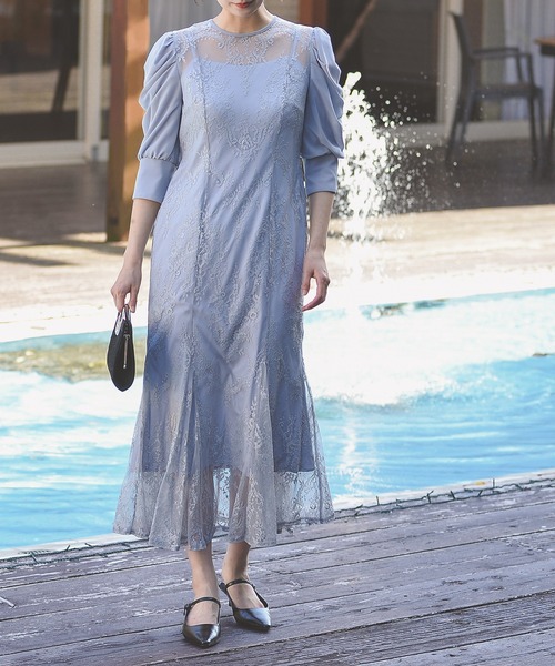 Kana 7分袖ワンピース L ブルー系その他 レディース : ZOZOTOWN Yahoo